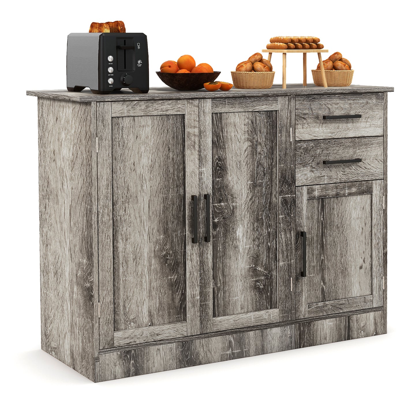 Buffet Storage Cabinet  Kitchen Sideboard with 2 Drawers-Gray