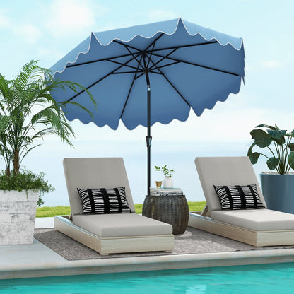 9 Feet Patio Umbrella with Crank Handle and Push Button Tilt-Beige