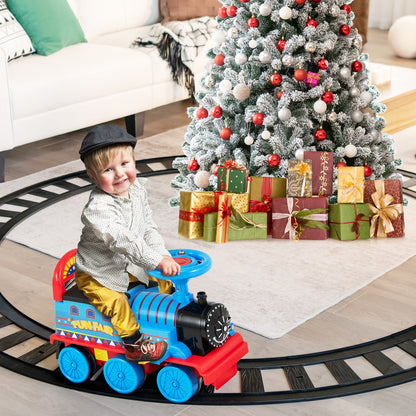 6V Electric Kids Ride On Car Toy Train with 16 Pieces Tracks-Black