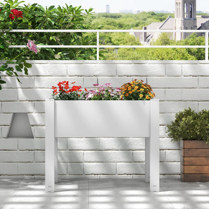 53L Raised Bed Grow Box Self-Watering Planter Box Stand with Water Level Monitor-White