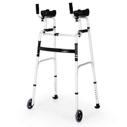 Folding Adjustable Aluminum Wheel Walking Frame-Navy