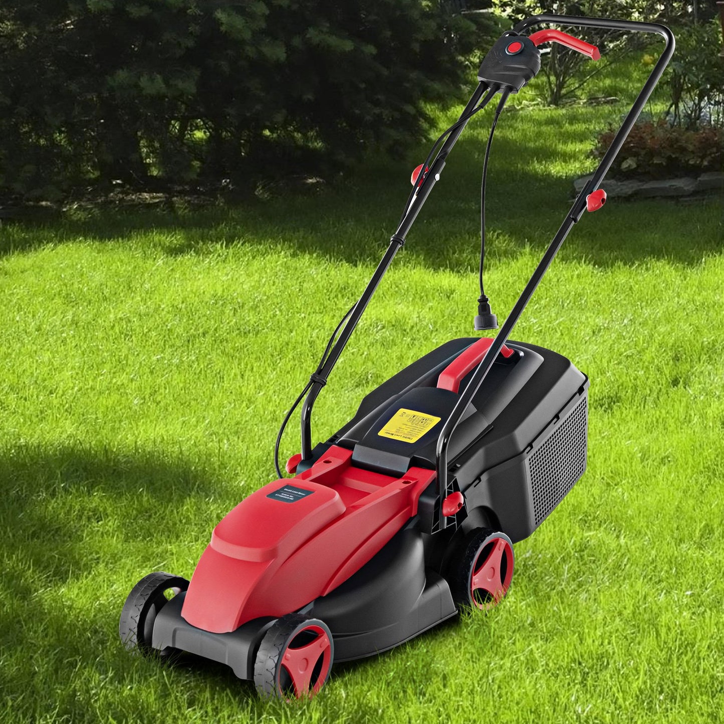 10 AMP 13 Inch Electric Corded Lawn Mower with Collection Box-Black & Green