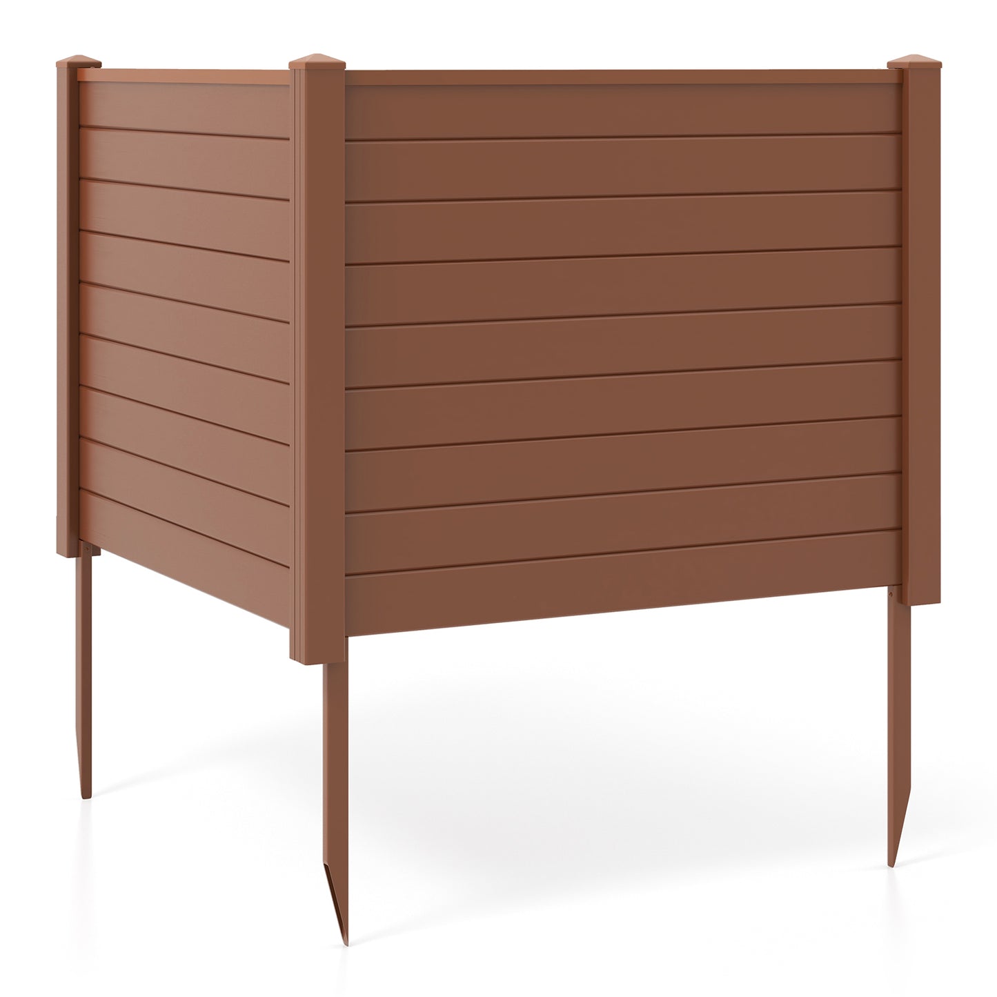 Outdoor PVC Air Conditioner Fence with 20 Inch Long Stakes-Brown