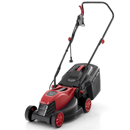 12-AMP 13.5 Inch Adjustable Electric Corded Lawn Mower with Collection Box-Green
