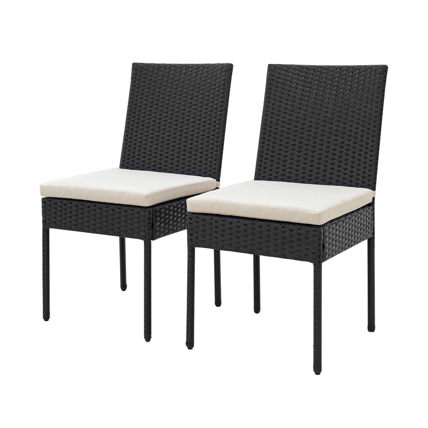 PE Wicker Patio Chairs Set of 2/4 with Cushions for Porch Deck Garden and Backyard-2 Pieces