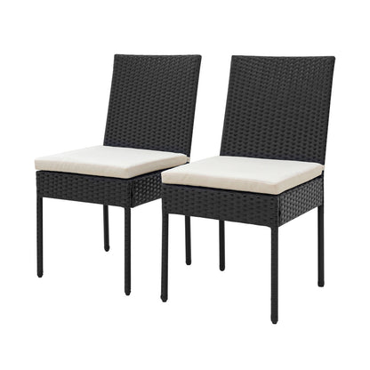 PE Wicker Patio Chairs Set of 2/4 with Cushions for Porch Deck Garden and Backyard-2 Pieces