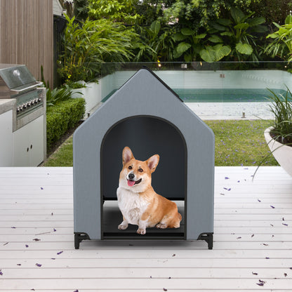 Large/Middle/Small Outdoor Elevated Pet House with Ventilated Windows-S