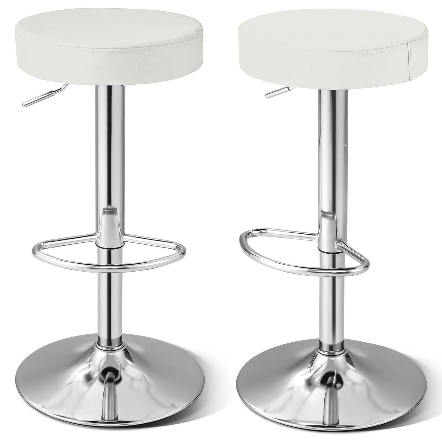 Set of 2 Adjustable Swivel Round Bar Stool  Pub Chairs-Black