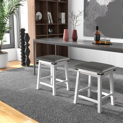 Set of 2 24/30 Inch Dining Bar Stool with Acacia Wood Frame-24 inches