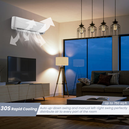 12000 BTU 17 SEER2 208-230V Ductless Mini Split Air Conditioner and Heater