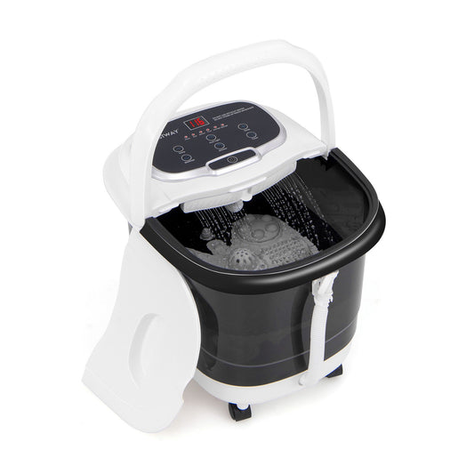 Portable All-In-One Heated Foot Spa Bath Motorized Massager-Black