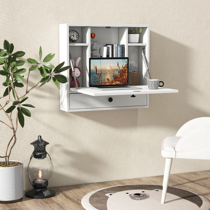 Wall-Mount Floating Desk Foldable Space Saving Laptop Workstation-Black