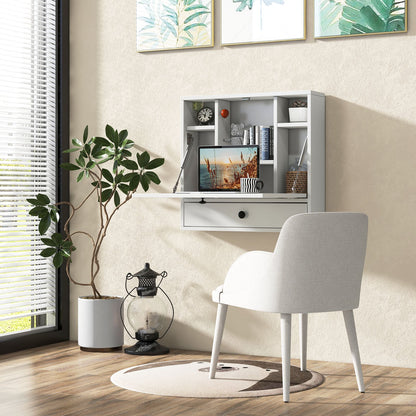 Wall-Mount Floating Desk Foldable Space Saving Laptop Workstation-Black