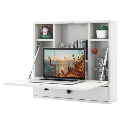 Wall-Mount Floating Desk Foldable Space Saving Laptop Workstation-Black