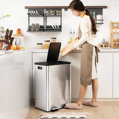 2 x 8 Gal Dual Compartment Trash Can-Black