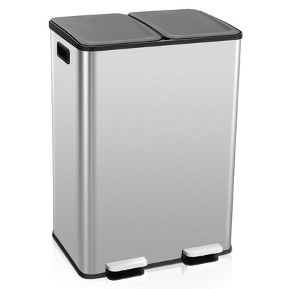 2 x 8 Gal Dual Compartment Trash Can-Black