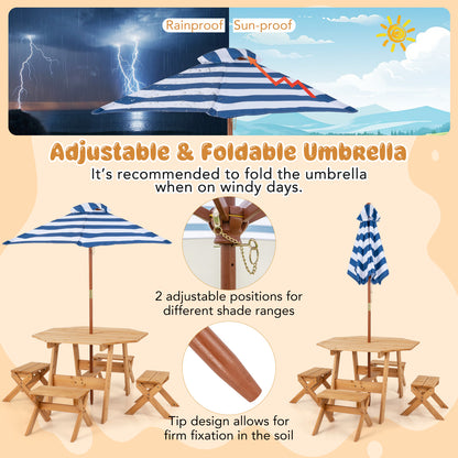 Kids Wooden Table Set for Children Aged 3+ Years-Natural