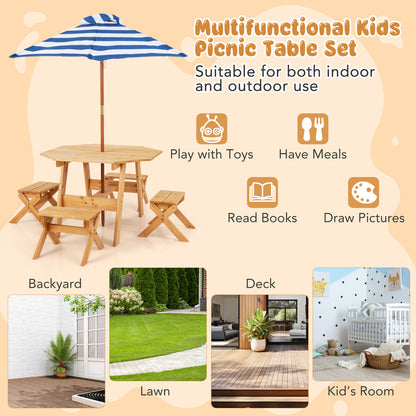 Kids Wooden Table Set for Children Aged 3+ Years-Natural