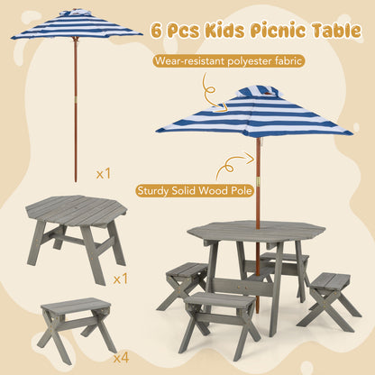 Kids Wooden Table Set for Children Aged 3+ Years-Gray
