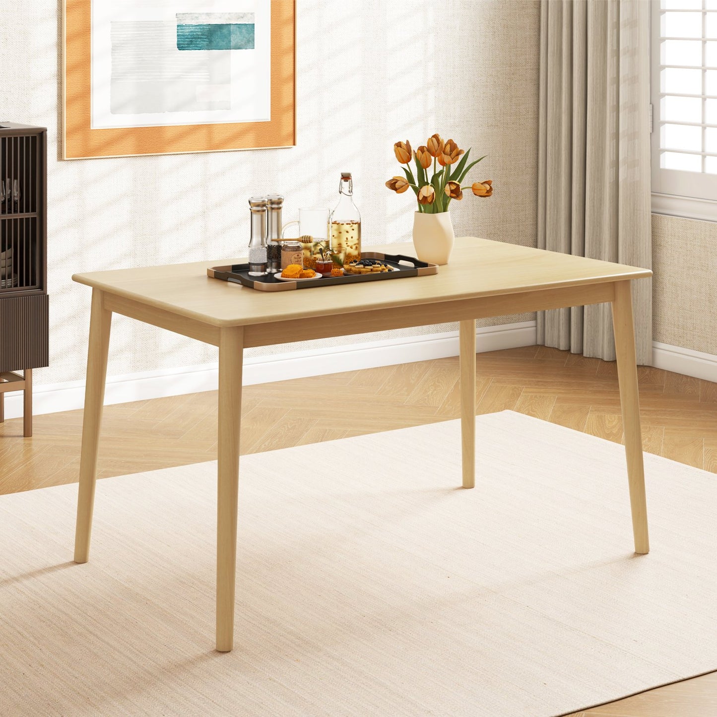 48 Inches Wooden Dining Table for 4 People-Brown