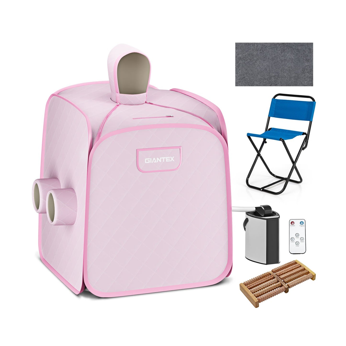 800W 2 Person Portable Steam Sauna Tent SPA with Hat Side Holes 3L Steamer-Black