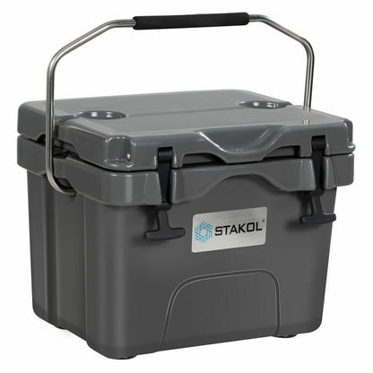 16 Quart 24-Can Capacity Portable Insulated Ice Cooler with 2 Cup Holders-Blue