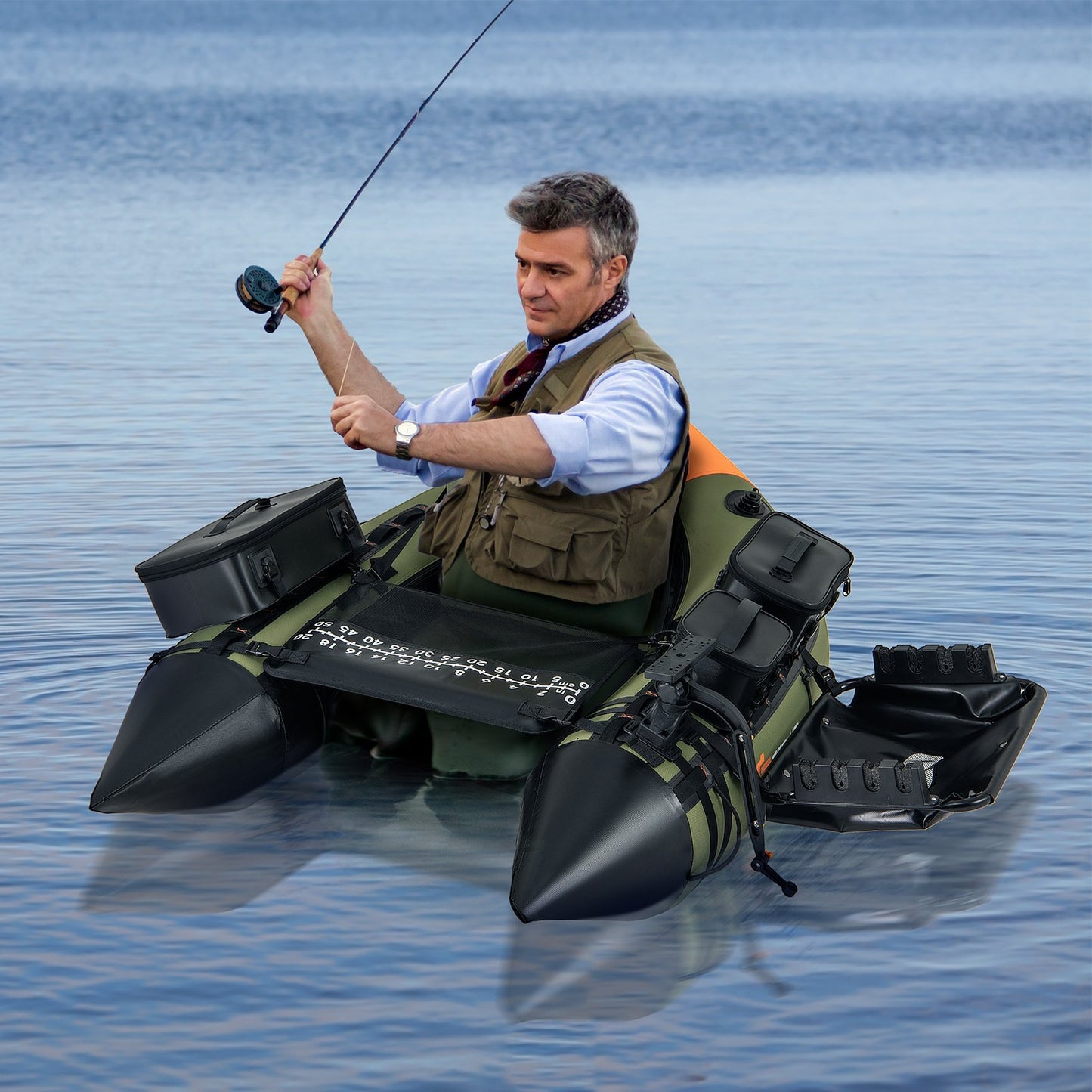Portable Fishing Boat with 3 Detachable Storage Boxes-Camouflage