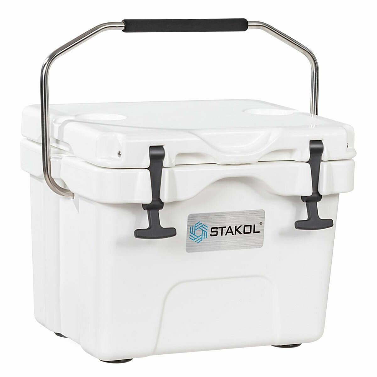 16 Quart 24-Can Capacity Portable Insulated Ice Cooler with 2 Cup Holders-Blue
