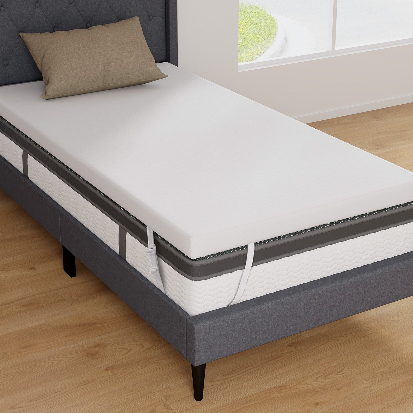 3 Inch Gel-Infused Memory Foam Mattress Topper with Removable Cover-Full Size