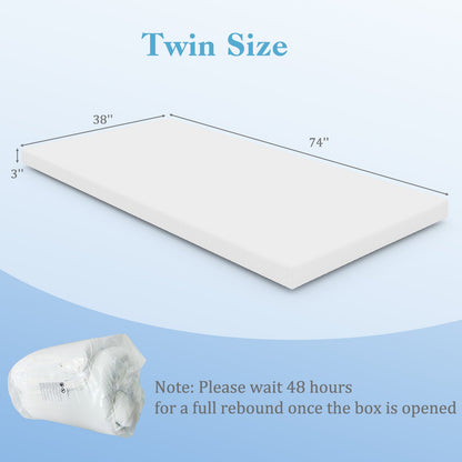 3 Inch Gel-Infused Memory Foam Mattress Topper with Removable Cover-Full Size