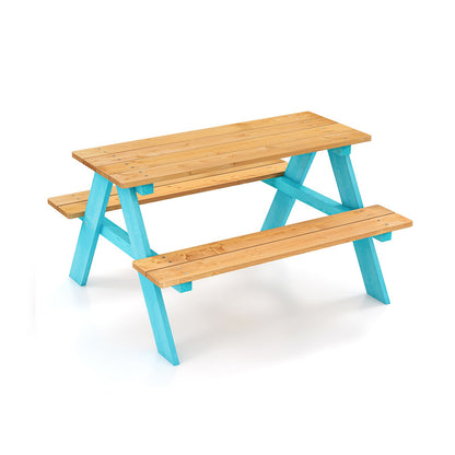 Children Outdoor Wooden Table with Bench Seats for Indoor and Outdoor Use-Natural