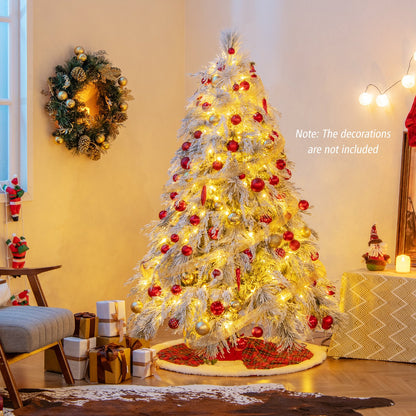4.5/6/7 Feet Pre-Lit Snow Flocked Christmas Tree with Warm White LED Lights-4.5 ft