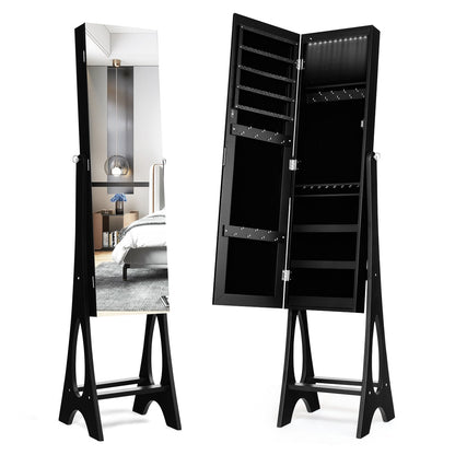 Standing Mirror Jewelry Cabinet-Black