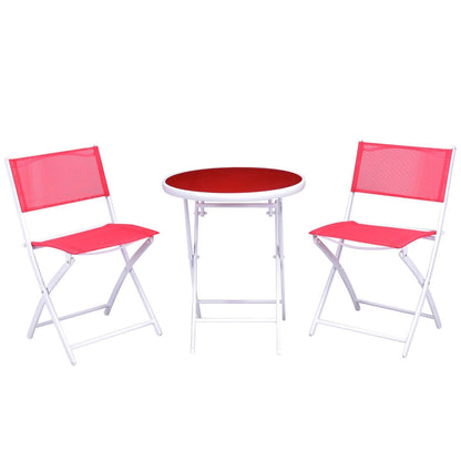 3 PCS Folding Bistro Table Chairs Set Garden Backyard Patio Furniture Black New-Black