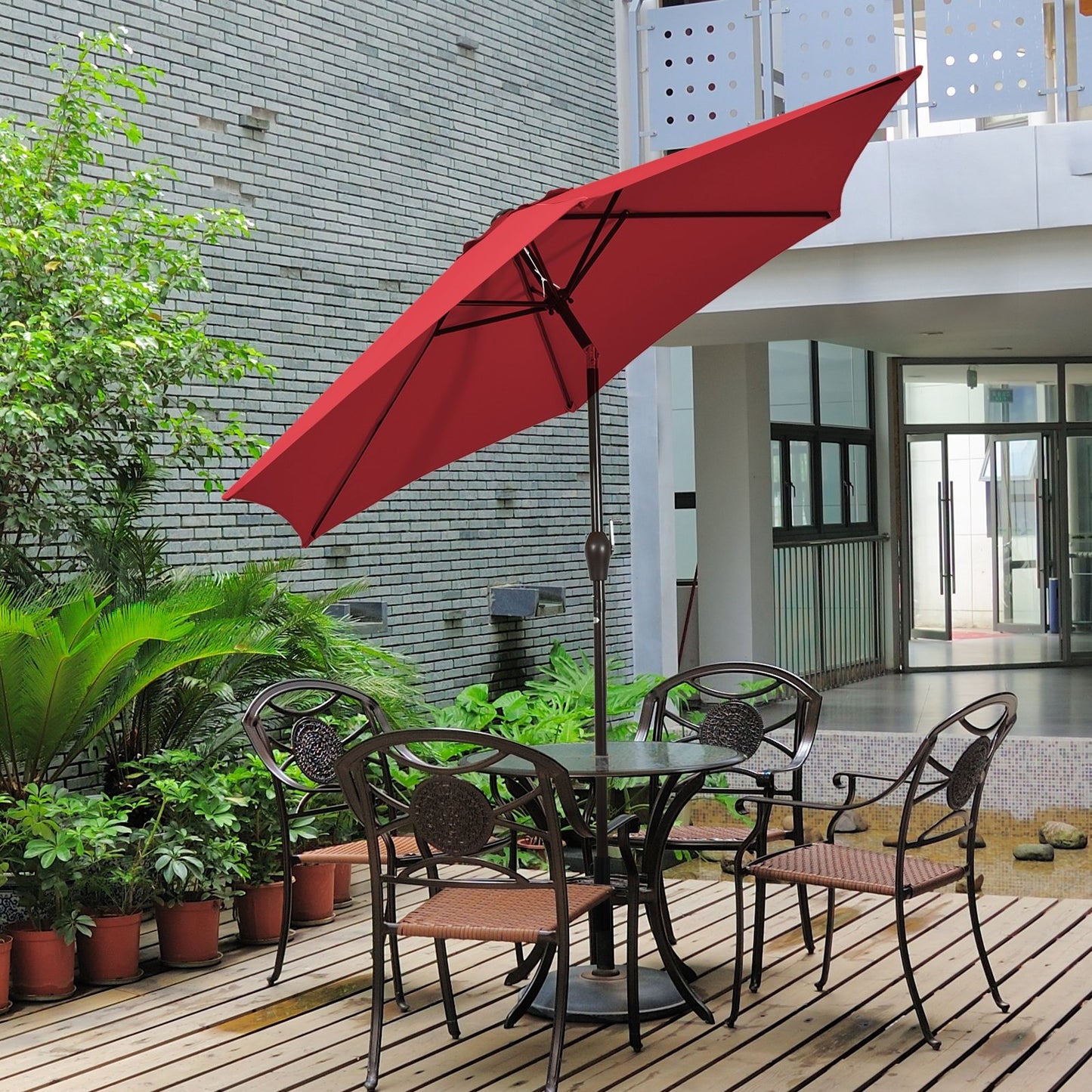 10 Feet Outdoor Patio Umbrella with Tilt Adjustment and Crank-Beige