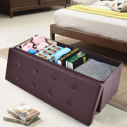 45 Inches Large Folding Ottoman Storage Seat-Black