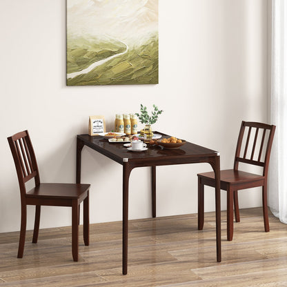 Wood Dining Chair Set of 2 with Rubber Wood Legs-Black
