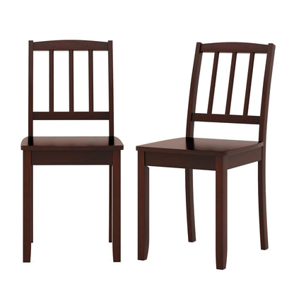 Wood Dining Chair Set of 2 with Rubber Wood Legs-Black