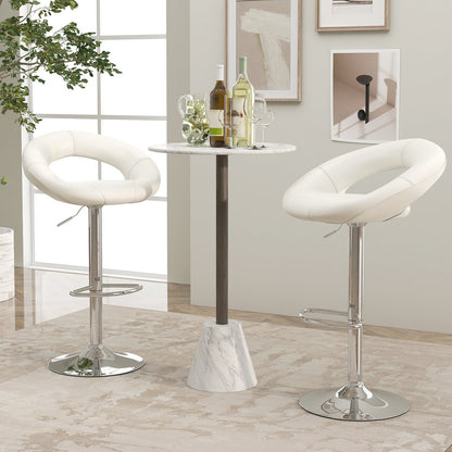 Height Adjustable Bar Stools Set of 2 with Hollow Back and Footrest-Black