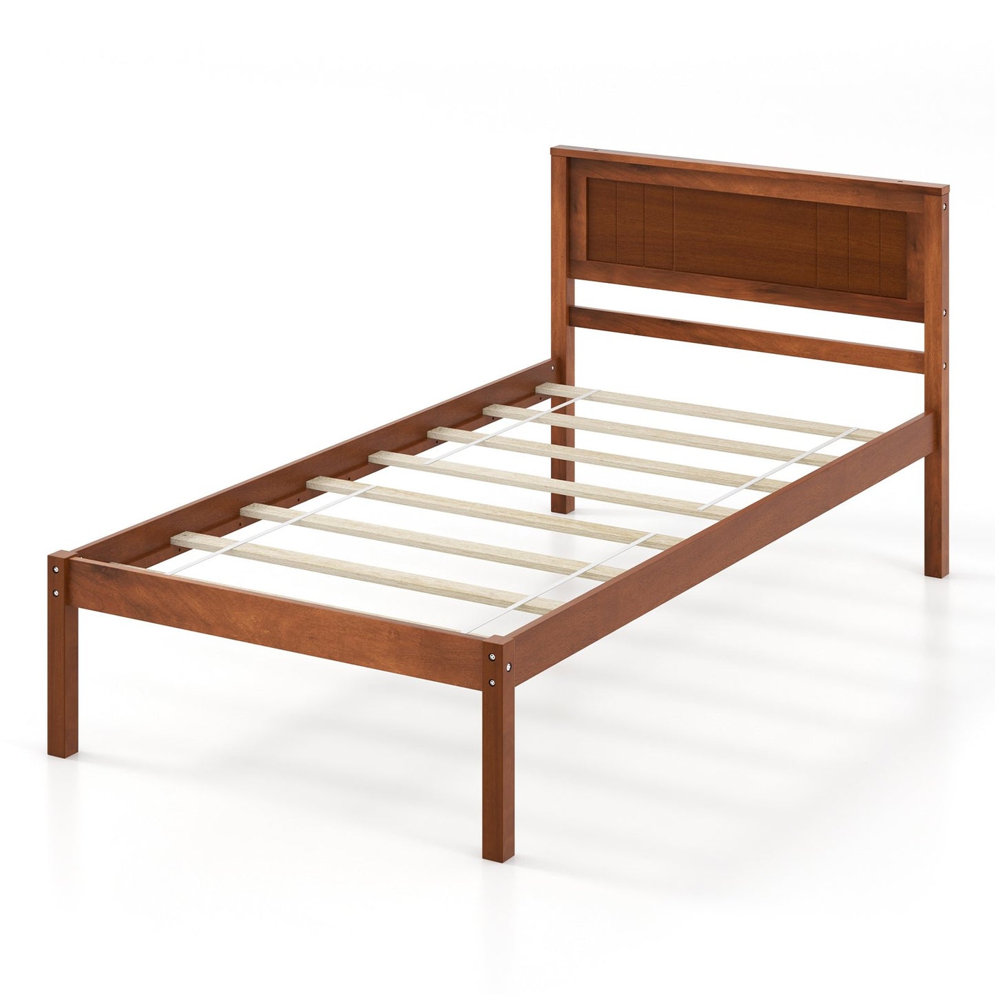 Twin/Full/Queen Size Bed Frame with Wooden Headboard and Slat Support-Full Size