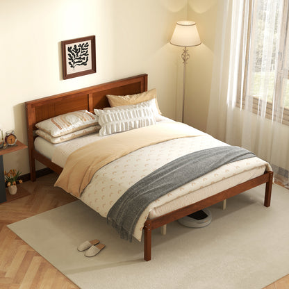 Twin/Full/Queen Size Bed Frame with Wooden Headboard and Slat Support-Queen Size