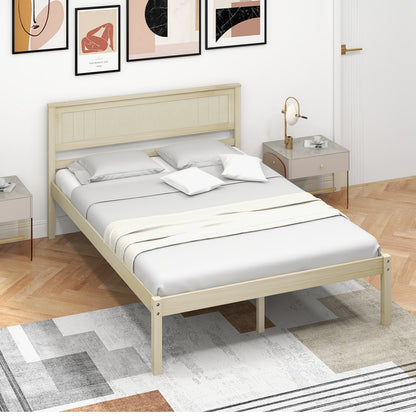Twin/Full/Queen Size Wooden Bed Frame with Headboard and Slat Support-Twin Size