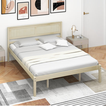 Twin/Full/Queen Size Wooden Bed Frame with Headboard and Slat Support-Twin Size