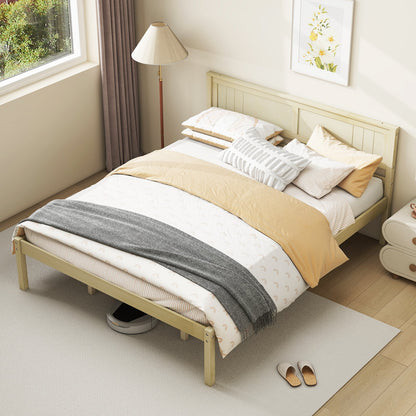 Twin/Full/Queen Size Wooden Bed Frame with Headboard and Slat Support-Twin Size