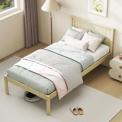 Twin/Full/Queen Size Wooden Bed Frame with Headboard and Slat Support-Twin Size