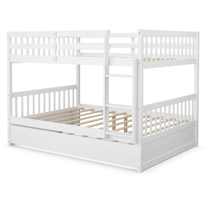 Full over Full Bunk Bed Platform Wood Bed-Brown