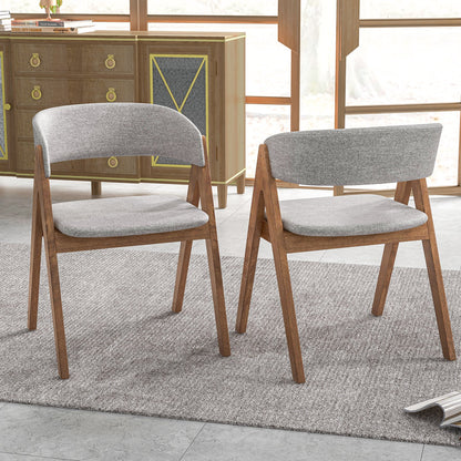 Set of 2 Soft Padded Accent Armchairs for Dining Room-Natural and Beige