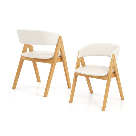 Set of 2 Soft Padded Accent Armchairs for Dining Room-Natural and Beige
