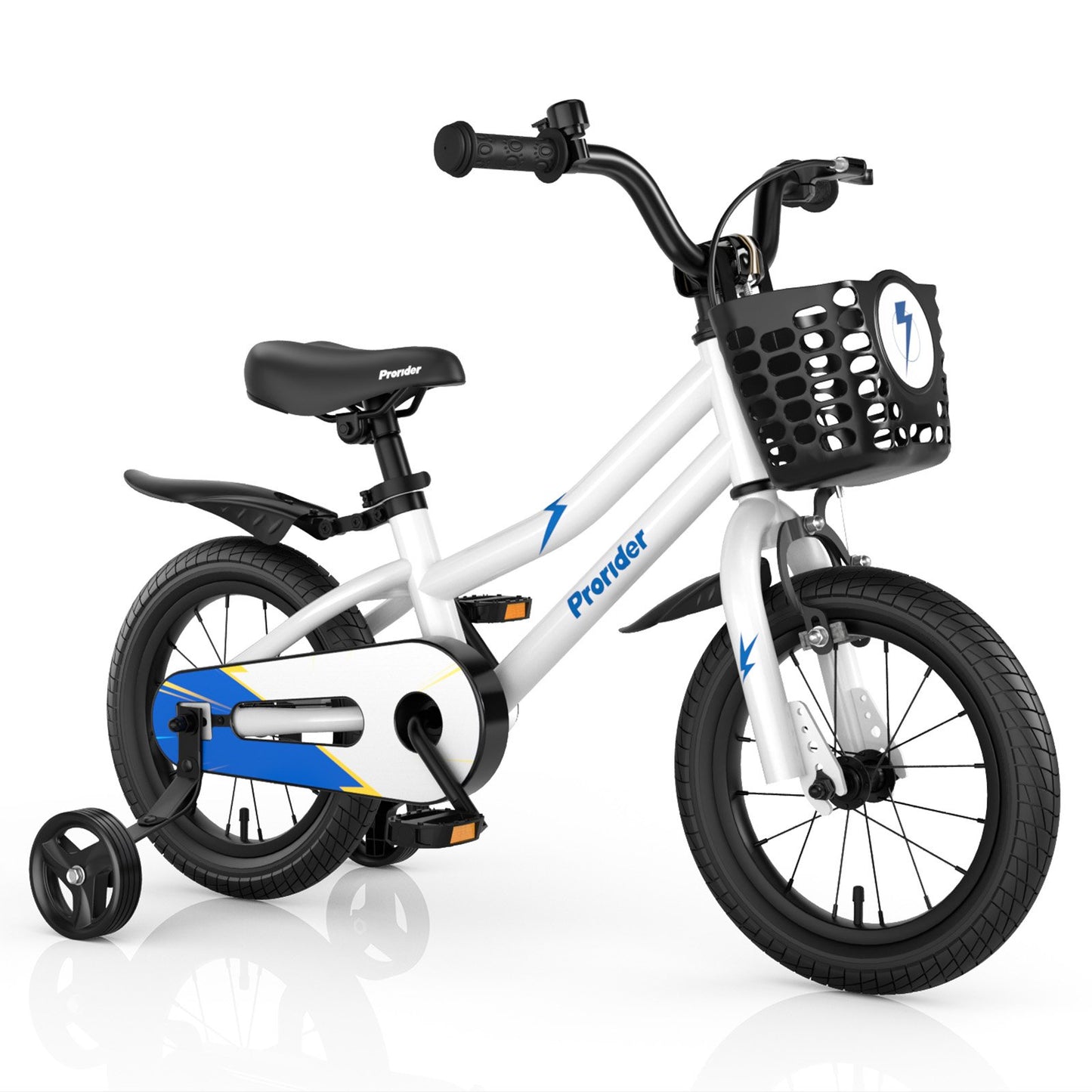 14 Inch Kids Bike with 2 Training Wheels for 3-5 Years Old-Black & White