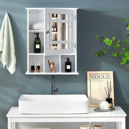 Wall Mounted and Mirrored Bathroom Cabinet-Brown